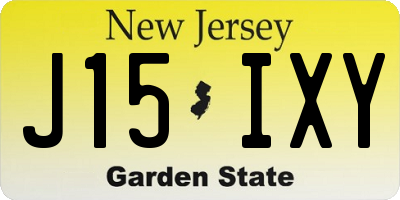 NJ license plate J15IXY
