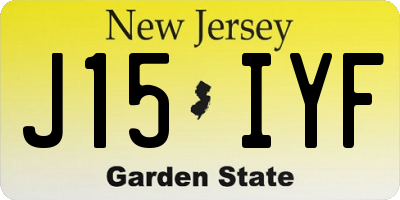 NJ license plate J15IYF