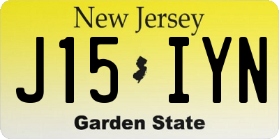 NJ license plate J15IYN