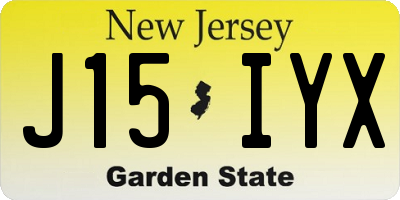 NJ license plate J15IYX