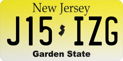 NJ license plate J15IZG