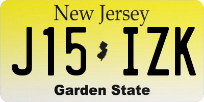 NJ license plate J15IZK