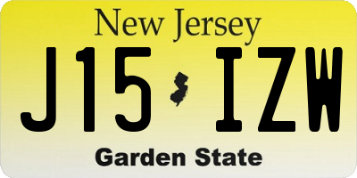 NJ license plate J15IZW