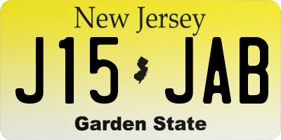 NJ license plate J15JAB