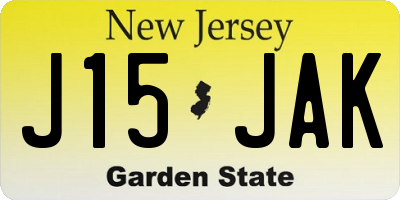 NJ license plate J15JAK