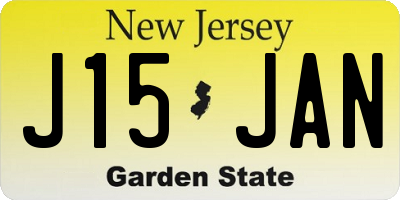 NJ license plate J15JAN