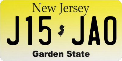 NJ license plate J15JAO