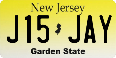 NJ license plate J15JAY