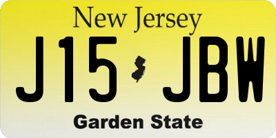 NJ license plate J15JBW