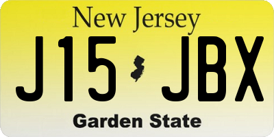 NJ license plate J15JBX