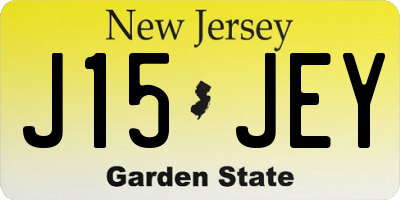 NJ license plate J15JEY