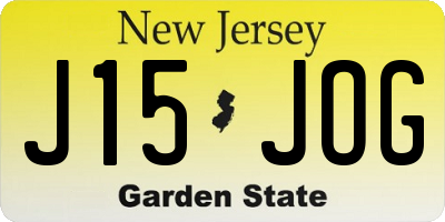 NJ license plate J15JOG