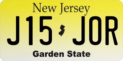 NJ license plate J15JOR