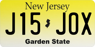 NJ license plate J15JOX
