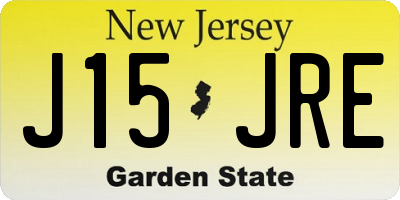 NJ license plate J15JRE
