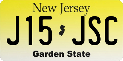 NJ license plate J15JSC