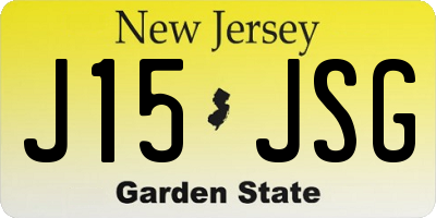 NJ license plate J15JSG