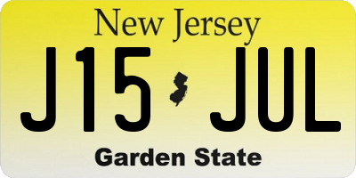 NJ license plate J15JUL