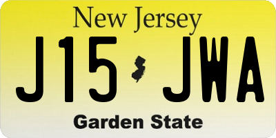 NJ license plate J15JWA