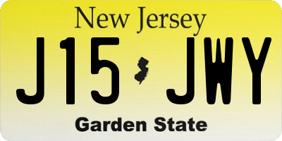 NJ license plate J15JWY