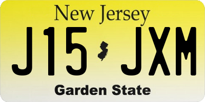NJ license plate J15JXM