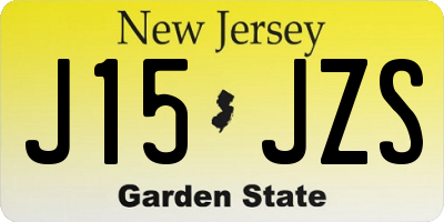 NJ license plate J15JZS