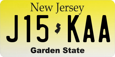 NJ license plate J15KAA