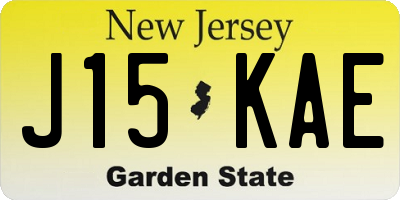 NJ license plate J15KAE