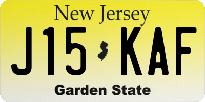 NJ license plate J15KAF