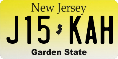 NJ license plate J15KAH
