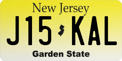 NJ license plate J15KAL