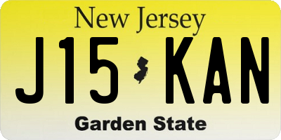 NJ license plate J15KAN