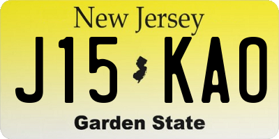 NJ license plate J15KAO