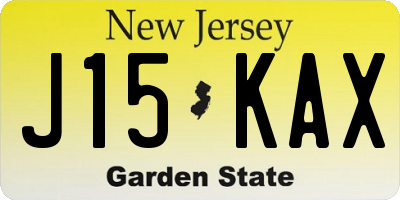 NJ license plate J15KAX