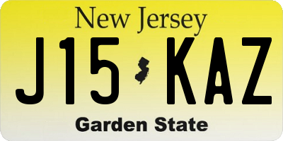 NJ license plate J15KAZ
