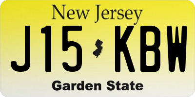 NJ license plate J15KBW