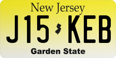 NJ license plate J15KEB