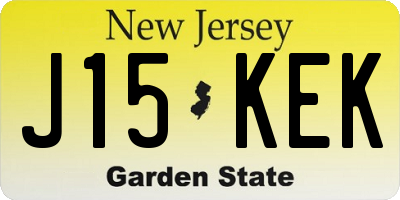 NJ license plate J15KEK