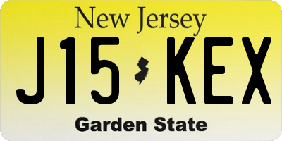 NJ license plate J15KEX