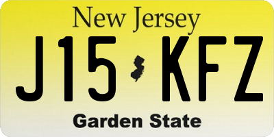 NJ license plate J15KFZ