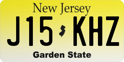 NJ license plate J15KHZ