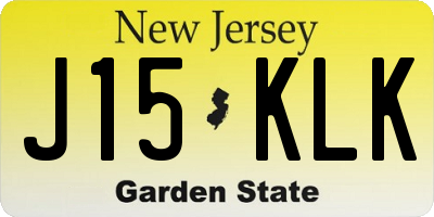 NJ license plate J15KLK