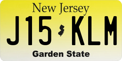 NJ license plate J15KLM