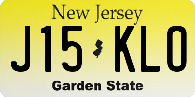 NJ license plate J15KLO