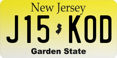 NJ license plate J15KOD
