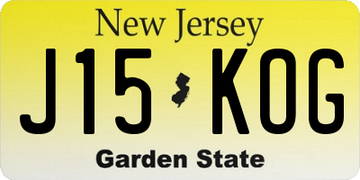 NJ license plate J15KOG