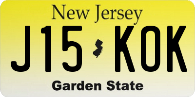 NJ license plate J15KOK