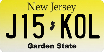 NJ license plate J15KOL