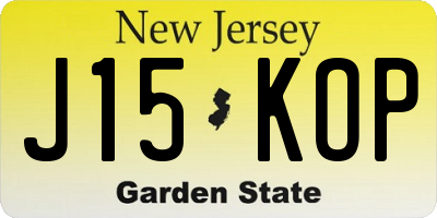 NJ license plate J15KOP