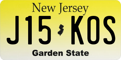 NJ license plate J15KOS